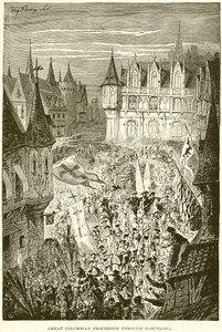 Great Columbian Procession Through Barcelona by English School