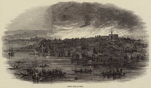 Great Fire at Pera (engraving) by English School
