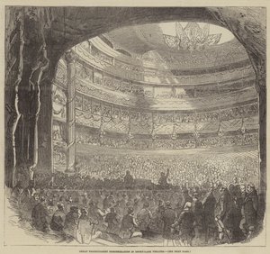 Great Protectionist Demonstration in Drury-Lane Theatre by English School