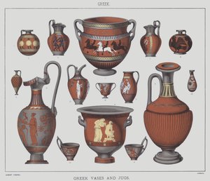 Greek Vases and Jugs by English School