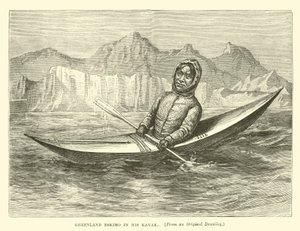Greenland Eskimo in his Kayak