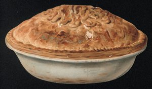 Greetings card in the shape of a pie by English School