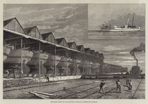 Gun-Boats ready to be launched at Haslar, Portsmouth Harbour by English School