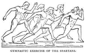 Gymnastic exercise of the Spartans, illustration from The Illustrated History of the World, c.1880 by English School