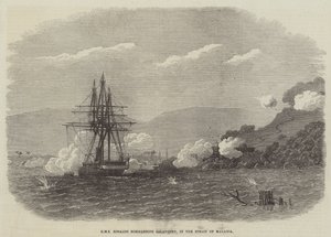HMS Rinaldo bombarding Salangore, in the Strait of Malacca by English School