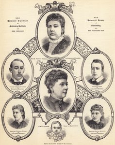 HRH Princess Christian of Schleswig-Holstein and HRH Princess Henry of Battenberg, and their Children (engraving) by English School