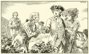 Handed a Bunch of Potato Flowers to His Majesty by English School
