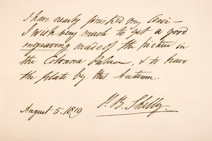 Handwriting and signature of Percy Bysshe Shelley, 1819 by English School