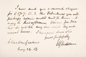 Handwriting and Signature of William Eward Gladstone by English School