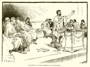 Hannibal in the assembly at Carthage