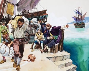 Harbour Scene by English School