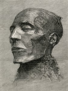 Head of the mummy of Menmaatre Seti I, also known as Sethos I, Pharaoh of Ancient Egypt, from The Worlds Inhabitants by G.T. Bettany, published 1888