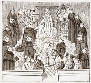 Henry V and his parliament (from the Harleian MMS at the British Museum) by English School