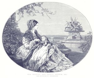 Her Majesty and Prince Arthur, 1850 by English School