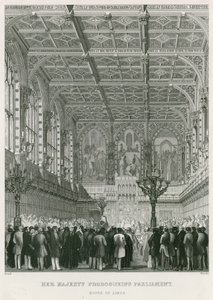 Her Majesty Proroguing Parliament, the House of Lords by English School