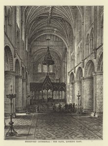 Hereford Cathedral, the nave, looking east by English School