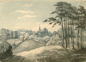 Highgate Church, London, from Hampstead Heath by English School