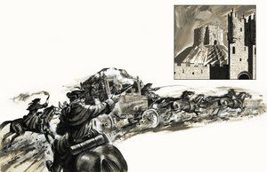 Highwaymen give chase to a coach by English School