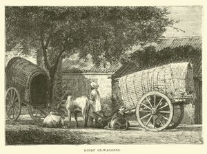 Hindu Ox-waggons by English School
