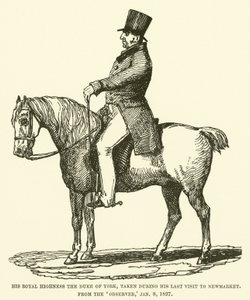 His Royal Highness the Duke of York, Taken During His Last Visit to Newmarket, from the Observer, 8 January 1827 by English School