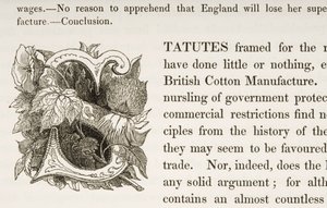 Historiated Initial S, from a Book on British Cotton Manufacturing