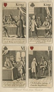 Historical playing cards relating the story of King Charles II by English School