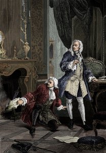 Henault and Voltaire by English School