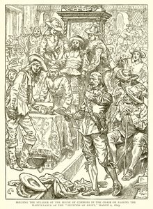 Holding the Speaker of the House of Commons in the Chair on passing the Maintenance of the Petition of Right, March 2, 1629