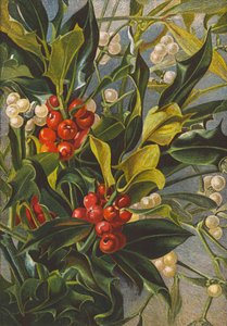 Holly and mistletoe by English School