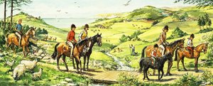 Horse riding in the country by the sea by English School