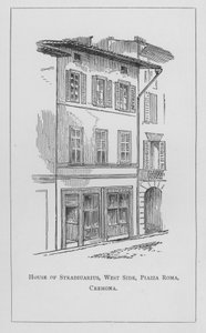 House of Stradivarius, West Side, Piazza Roma, Cremona (engraving) by English School