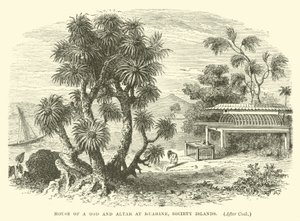 House of a God and Altar at Huahine, Society Islands, after Cook by English School