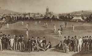 How they played cricket when Queen Victoria was young (litho) by English School