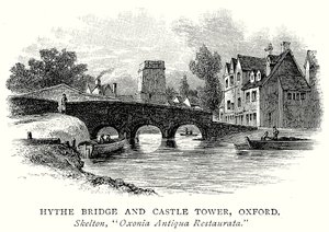 Hythe Bridge and Castle Tower, Oxford by English School