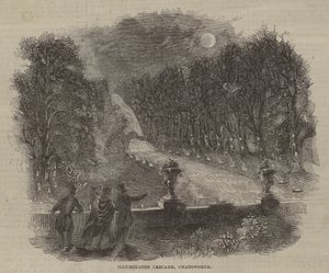 Illuminated Cascade, Chatsworth by English School