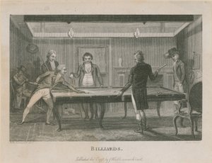 Illustration Depicting a Group of Men Playing Billiards by English School
