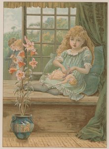 Illustration Depicting a Young Girl Sitting in a Window Seat
