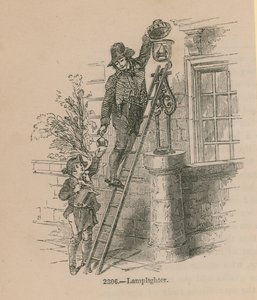 Illustration of a Lamplighter by English School