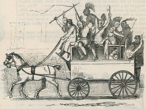 Indians from the Ojibbeway tribe in a London bus by English School