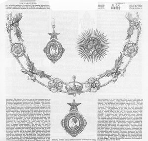 Insignia of the Order of Knighthood The Star of India, from The Illustrated London News