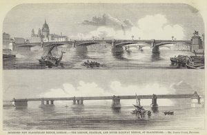 Intended New Blackfriars Bridge, London, the London, Chatham, and Dover Railway Bridge, at Blackfriars