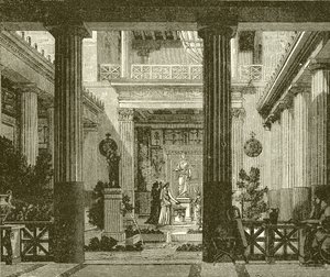 Interior Court of a Greek House with a Statue of the Goddess Hestia by English School