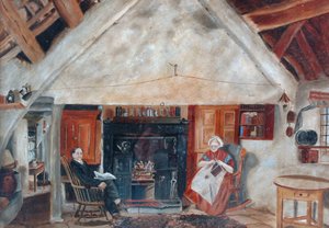 Interior of Cruck Cottage, possibly Shipley Glen