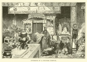 Interior of a Chinese Temple by English School