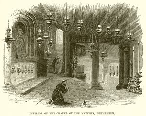 Interior of the Chapel of the Nativity, Bethlehem by English School