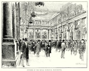 Interior of the Royal Exchange, Manchester by English School