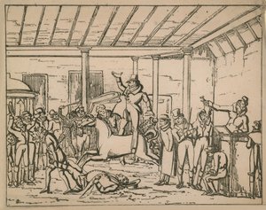 Interior of the Old Tattersalls Auction House by English School