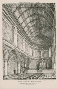 Interior View of the Mission Church of St. Mary the Virgin by English School