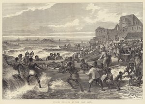 Invalids embarking at Cape Coast Castle by English School