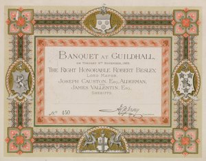 Invitation to a Banquet at the Guildhall, London, on 9 November 1869 by English School